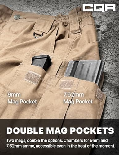 CQR Men's Tactical Pants, Water Resistant Ripstop Cargo Pants, Lightweight EDC Work Hiking Pants, Outdoor Apparel, Raider Mag Pocket Khaki, 30W x 32L - Image 6