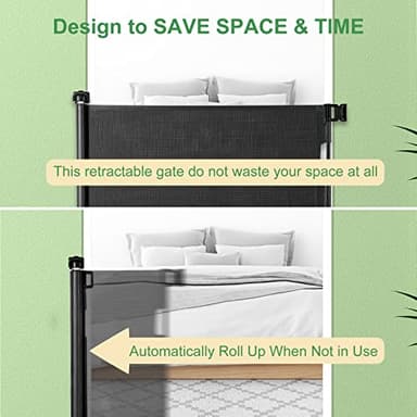 Upgraded Retractable Baby Gate, Extra Wide Safety Kids or Pets Gate, 33” Tall, Extends to 71” Wide, Mesh Safety Dog Gate for Stairs, Indoor, Outdoor, Doorways, Hallways(33”x71”, Black) - Image 4