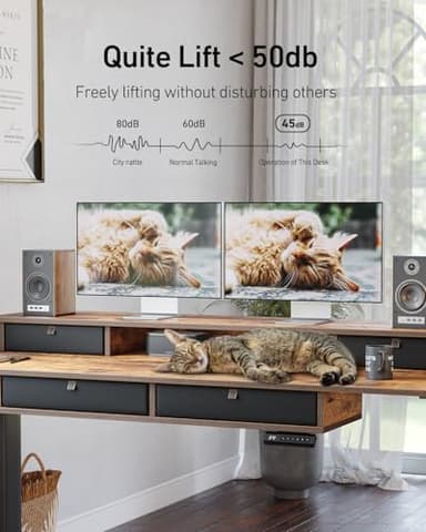 FEZIBO 60x30 inchs Height Adjustable Electric Standing Desk with 4 Drawers, Table with Storage Shelf, Sit Stand Desk with Splice Board, Black Frame/Rustic Brown Top - Image 7