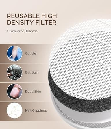 MelodySusie Cordless Nail Dust Collector,Compact Vacuum Fan Rechargeable Dust Collector with Reusable Filter,SProR Powerful Dust Suction Machine for Acrylic Gel Polish Manicure Pedicure at Salon&Home - Image 7
