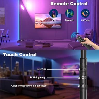 Yikuneng RGB Torchiere Floor Lamps for Living Room, 3600LM 36W Bright LED Standing Lamp with Remote, Modern Color Changing Tall Lamp with Stepless Dimming, 69" Corner Floor Lamp for Bedroom, Office - Image 4