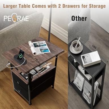 PESRAE Floor Lamp with Table & 2 Drawers, End Table with 3 Color Temperature Reading Light, Side Table Lamp with USB & Type C & AC Charging Port for Bedoom, Home Office - Image 5