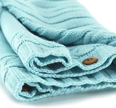 XMWEALTHY Newborn Baby Wrap Swaddle Blanket Knit Sleeping Bag Receiving Blankets Stroller Wrap for Baby(Sky Blue) (0-6 Month - Image 4