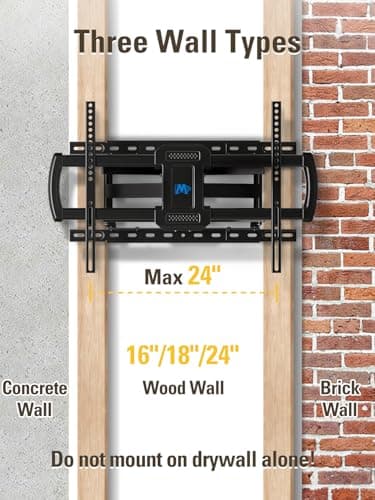Mounting Dream TV Wall Mounts Bracket for Most 42-84 Inch TVs, UL Listed Premium TV Mount Full Motion with Articulating Arms, Max VESA 600x400mm and 100LBS, Fits 16", 18", 24" Studs, MD2296-24K - Image 8