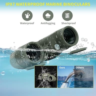 BOSTRON 10X50 Marine Binoculars for Adults with Rangefinder & Compass, Phone Adapter, Military IPX7 Floating Waterproof Binoculars with BAK4 Prism FMC Lens for Sailing Boating Navigation Bird Watching - Image 2