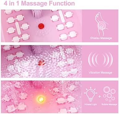 Foot Spa Bath Massager with Heat Bubbles and Vibration Massage and Jets, 16 OZ Calming Lavender Foot Soak Epsom Salt, Foot Soaker with Red Light, 22 Massage Rollers, Adjustable Temp - Pink - Image 4