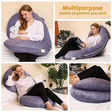 Chilling Home Pregnancy Pillows, C Shaped Full Body Pillow Maternity Pillow for Women 55 inch, Pregnancy Pillows for Sleeping Pregnant Must Have with Removable Cover - Image 3