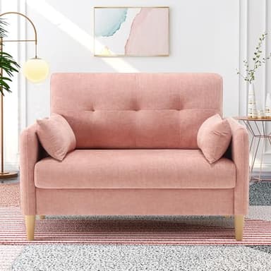 Hanherry Loveseat Sofa, 47” Small Couch for Living Room, Chenille Fabric Love Seat Comfy Sofa for Bedroom with Throw Pillow,Removable Cushion Cover,Couches for Small Space,Apartment,Dorm - Image 6