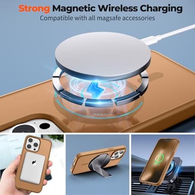 zapica Magnetic for iPhone 13 Pro Case, [Compatible with MagSafe] [Military Grade Drop Protection] Translucent Matte Shockproof Anti-Scratch Phone Case, Brown - Image 3