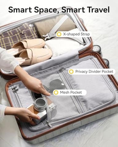 LUGGEX Carry On Luggage Sets 3 Piece, PC Expandable Hardshell Luggage with Spinner Wheels, White Brown - Image 5