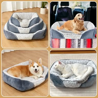 Dog Beds Small Medium Large Size Dog, Cat Beds for Indoor Cats Washable, Rectangle Calming Sleeping Warming Orthopedic Puppy Dog Beds, Non-Slip Bottom Breathable Soft Couch - Image 6