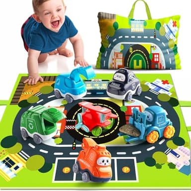 Big Cartoon Truck Car Toys for 1 Year Old Boy with Playmat/Storage Bag|Baby and Toddler Toys 12-18 Months & Age 1-2|1st Birthday for Baby Toys 1 Year Old - Image 1