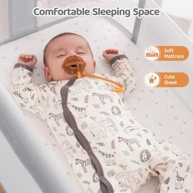 Ezebaby Baby Bassinet Bedside Sleeper, Portable Bedside Bassinet for Baby Newborn Infants with Adjustable 7 Heights and All Mesh Sides, Mattress & Sheet Included - Image 3