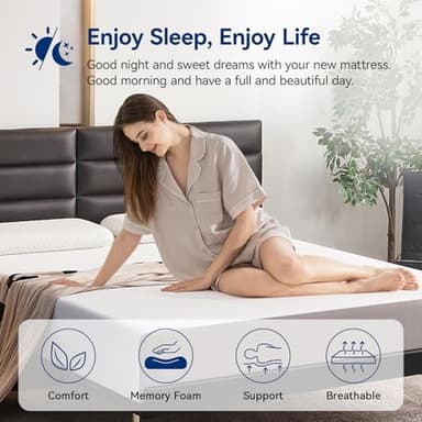 Amazon Basics Memory Foam Mattress, Soft Plush Feel, 10 Inch, Twin, White/Grey - Image 6