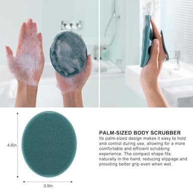 INNERNEED Soft Silicone Body Cleansing Brush Shower Scrubber, Gentle Exfoliating and Massage for All Kinds of Skin (Dark Green) - Image 4