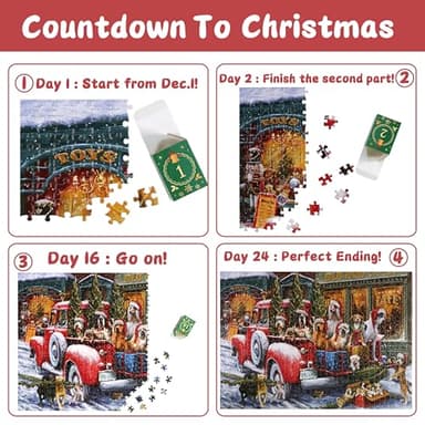 Christmas Puzzle Advent Calendar 2025, Christmas Jigsaw Puzzles for Kids and Adults- Dog's Christmas Advent Calendar Puzzle 24 Boxes 1008 Pieces Puzzles Countdown to Christmas Decorations Gifts - Image 3