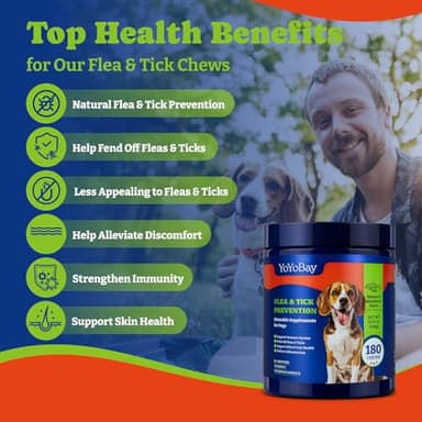 YoYoBay Flea and Tick Prevention for Dogs Chewable - 180 Soft Chews, Salmon & Blueberry Flavor - Dog Flea and Tick Treatment Chewable, Natural Defense- Dog Immune Support Supplement - Image 4