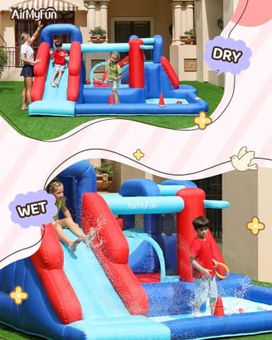 AirMyFun Bounce House,Bouncy Castle with Ball Pit,Inflatable Kids Double Slide with Air Blower, Castle Bouncer for Children Jumping Outdoor and Indoor Party - Image 5