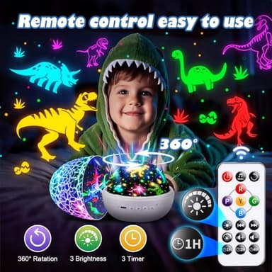 PIKOY Dinosaur Night Light Projector | 15 Sounds & 3D Films | 31Colors & Remote Control | Dinosaur Toys for Kids 3-8, Toddler Toys, Boys Room Decor, STEM Educational Gifts - Image 5