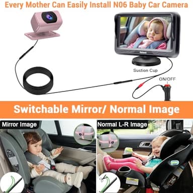 Rohent Car Baby Monitor for Baby Girls - 1080P HD, 360° Adjustable, Night Vision, 150° Wide-Angle Lens, Easy Installation, Perfect for Girls Aged 0-5, Ideal for Parents, Grandparents & Families - Image 3