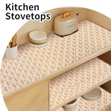 Drawer and Shelf Liner for Kitchen Cabinet: 17 in X 30 Ft Waterproof Shelf Paper Non Adhesive Refrigerator Liners Golden Ginkgo Leaf Easy Liners for Bathroom with Knife Tape Measure - Image 7