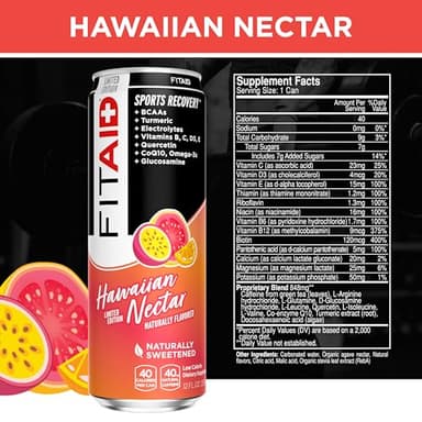 FITAID Recovery Blend, Variety Pack, BCAAs, Glucosamine, Electrolytes, Omega-3s, Green Tea, 100% Clean, Paleo, Vegan & Gluten-Free, Naturally Sweetened & Flavored, 12-oz. cans (Pack of 12) - Image 4