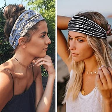 Huachi Boho Headbands for Women Wide Head Bands Yoga Workout Hair Bands for Women's Hair Non Slip Summer Womens Headbands Hair Accessories 6 Pack - Image 4