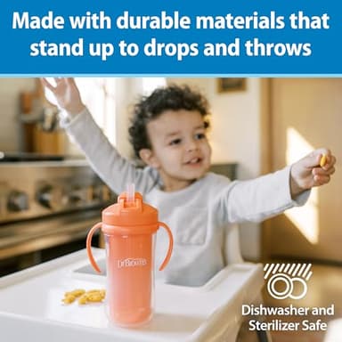 Dr. Brown's Milestones Insulated Sippy Cup with Straw and Handles, Spill-Proof Tumbler with Lid, 2-Pack, Pink, 10 oz/300 mL, BPA Free, 12m+ - Image 7