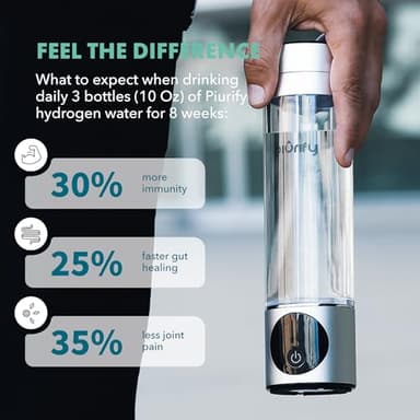 Hydrogen Water Bottle Generator - Up to 4100+ PPB - SPE/PEM Technology - Certified H2 Generator - Portable Athletic Performance & Hydration System - 6-Hour Hydrogen Retention, 10 oz (Black) - Image 2