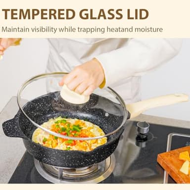 Romswi 23pcs Pots and Pans Set Non Stick, Kitchen Cookware Set with Casserole, Frying & Saucepans, Oven Safe & Stovetop Agnostic Non Toxic Cookware (Gas, Electric & Induction) - Black - Image 4