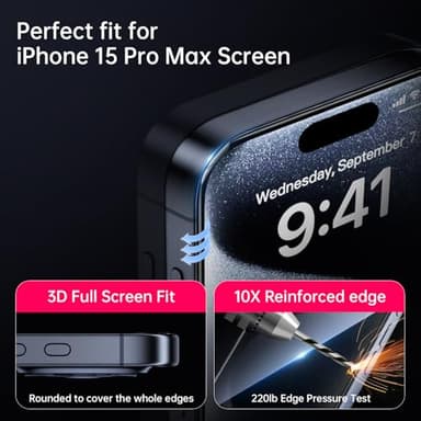 X-it 2-Pack Privacy Screen Protector for iPhone 15 Pro Max(6.7"), 9H+ Tempered Glass, Auto-Dust Removal, Military Grade Protection, Bubble-Free, Full Coverage, Case Friendly - Image 5