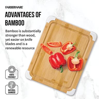 Farberware Nonslip Bamboo Cutting Board with Juice Groove, 11x14 Inch, White - Image 6