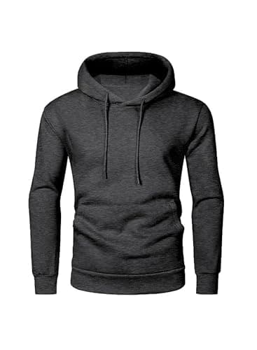 JMIERR Fall Sweatshirts for Mens Comfy Simple Plain Drawstring Hoodies Collar Fleece Long Sleeve with Pockets Hooded Pullovers Casual Loose Fit Shirts Cotton Sweater, US43(L), Carbon Grey - Image 8
