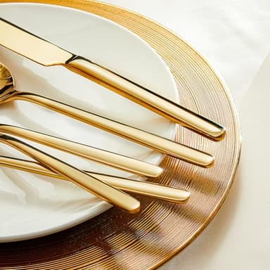 KINGSTONE Gold Silverware Set, 20 Piece Flatware Cutlery Set for 4, 18/10 Stainless Steel Silverware Mirror Polished Dishwasher Safe for Home, Restaurant, Wedding, Party(Gold, 20 pieces for 4) - Image 3