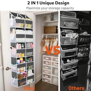 Over the Door Organizer 5 Tiers, Extra Large Behind Door Storage of 10 Compartments, 80 lbs Weight Capacity Over Door Organizer, Door Hanging Organizer for Closet, Diaper Organizer, Room storage - Image 3