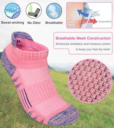 Heyoboy Womens Ankle Anti-blister Thick Cushioned Wicking Odor Resist Athletic Running Socks, Size 6-9, Colorful 5 Pairs - Image 4