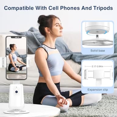 Auto Face Tracking Tripod 360° Rotating Cell Phone Photo and Video Kits Stand, No App, Camera Stand with Remote and Gesture Control, Rechargeable Smart Shooting Stand for Live Recording Tiktok (White) - Image 4