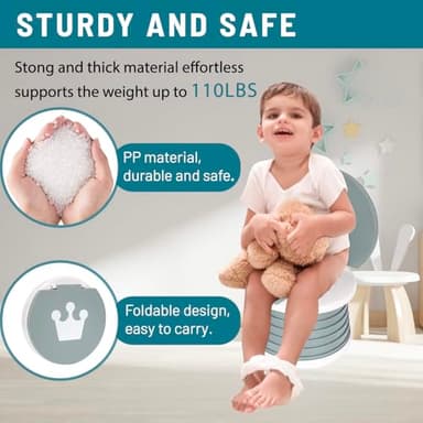 SunnySmile portable, foldable potty seat for toddler, Training Toilet Seat Emergency Toilet for Car, Camping, Outdoor, indoor (grey, small) - Image 2
