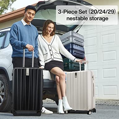 Hanke 24 Inch Luggage Suitcases With Spinner Wheels Lightweight PC Hard Shell Rolling Suitcase With Travel Lock,Checked-Medium 24-Inch(Ivory White) - Image 8