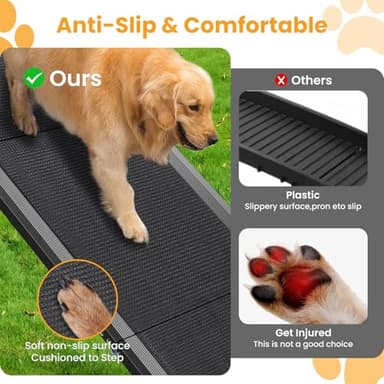 Dog Ramp, Dog Ramp for Car with Anti-Slip Surface, 63''x17.3'' Folding Pet Ramp for Large Dogs to Get on Truck SUV Van Up to 250LBS, Car Ramp for Dogs Dog Stairs for Bed Couch Outdoor Indoor - Image 7