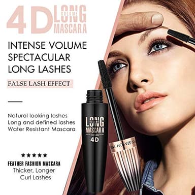 4D Silk Fiber Lash mascara, Waterproof Mascara Black Volume and Length, Natural Lengthening and Thick, Smudge-Proof,No Clumping, Instantly Create The Look of Lash Extensions, All Day Full, 2 Pack - Image 3