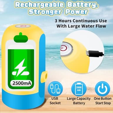 Infowush Powerful Water Table Pump, Battery Powered Water Pump for Water Table 3 Hours Non-Stop Fun Portable Summer Outdoor Sand/Water Table Toys Water Play Table Accessories for Toddlers Kids（Yellow） - Image 4