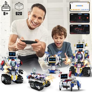 VOPOGLNE 5 in 1 STEM Robot Building Kit, APP & Remote Control Screen Building Toys, Eye Coding Robots Rechargeable, 620Pcs DIY Super Warriors for Kids Learning, Boys Girls Birthday Gifts - Image 7