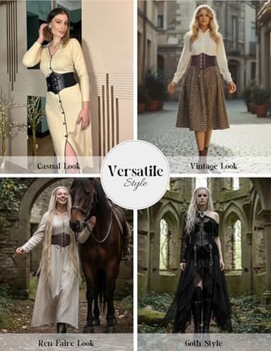 GRACE KARIN Ladies Medieval Stretchy Cinch Belt Vintage Waistband(L,Black) - Image 5