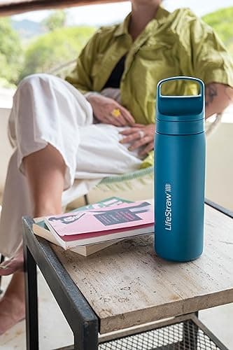 LifeStraw Go Series – Insulated Stainless Steel Water Filter Bottle for Travel and Everyday Use, Removes Bacteria, Parasites and Microplastics, Improves Taste, 18oz Laguna Teal - Image 5