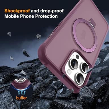 SKYLMW Compatible with iPhone 12 Pro Max Case & iPhone 13 Pro Max Case with Invisible Magnetic O-Ring Stand Translucent Phone Cases 6.7" [Compatible with Mag-Safe][Great Grip Feeling], Wine Red - Image 7