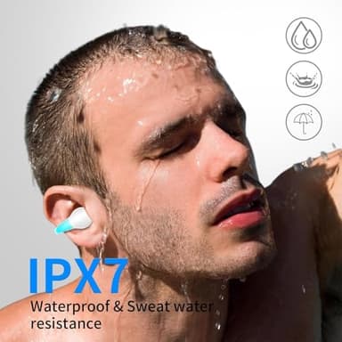 Clip On Earbuds,True Wireless Bluetooth 5.3 Lightweight Comfort Bone Conduction Open Ear Headphones with LED Digital Display Charging Case Sport Built-in Mic IPX7 Waterproof for Running Fitness, Blue - Image 7