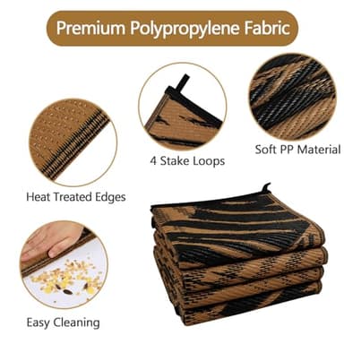 Cekene Outdoor Rugs 6’x9’ Waterproof Outdoor Patio Rug Blue Reversible Mats Lightweight Plastic Straw Rug with Carry Bag Portable RV Camping Mat Modern Outdoor Area Rug for Patio Deck Picnic - Image 3