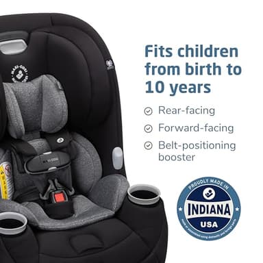 Maxi-Cosi Pria Max All-in-One Convertible Car Seat, Rear Facing Car Seat (4-40 lbs), Forward Facing Car Seat (22-65 lbs), High Back Booster Seat (40-100 lbs), Pure COSI, Essential Black - Image 2