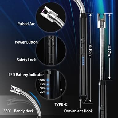KTEBO 2 Pack Plasma Arc Electric Lighters Rechargeable - USB Long Reach for Scented Candles, BBQ Grill &Camping - Windproof Design Lighters - Stocking Stuffers - Image 2